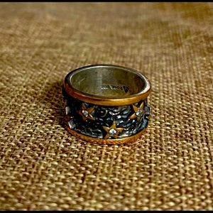 Copper & Silver Ring CZ Stars
